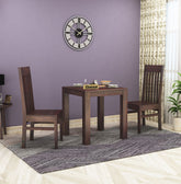 Minimal Solid Sheesham Wood Two Seater Dining Set (Plan Chairs, Walnut Finish)
